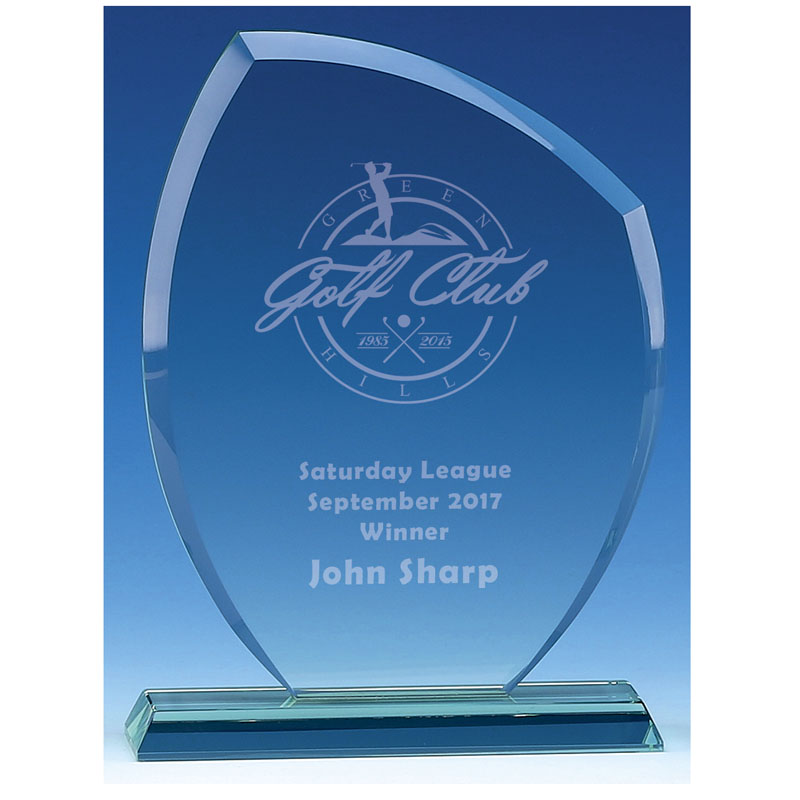 Swerve jade glass presentation award with engraving
