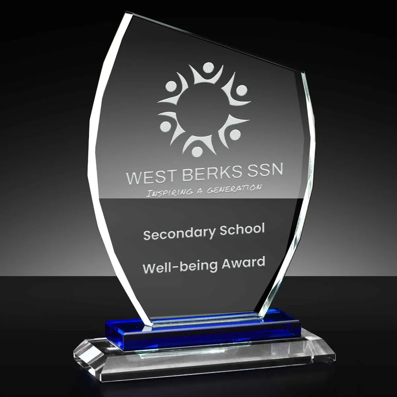 Sloped Blue Band Glass Award