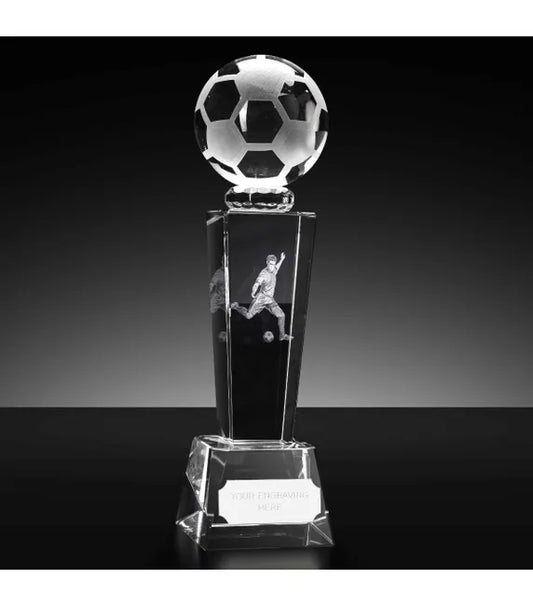 Unite 3D Tower Crystal Football Trophy 21.5cm (8 1/2'')