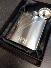 6oz Polished Hip Flask In Black Gift Box