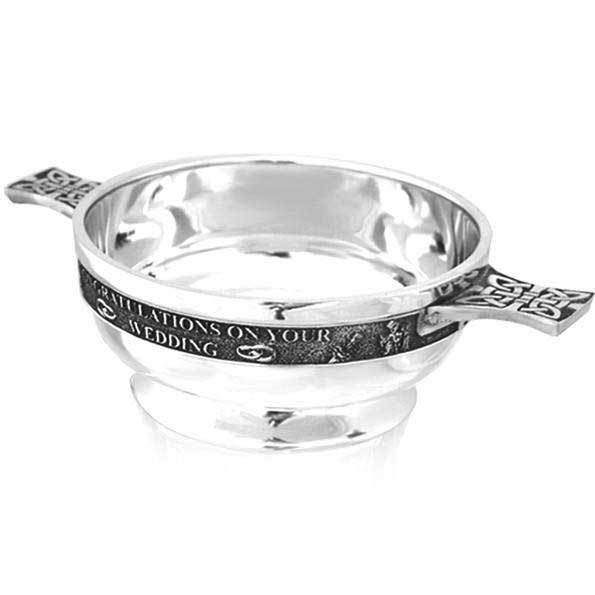 3.5" Wedding Pewter Quaich - Cutting Edge Engravers