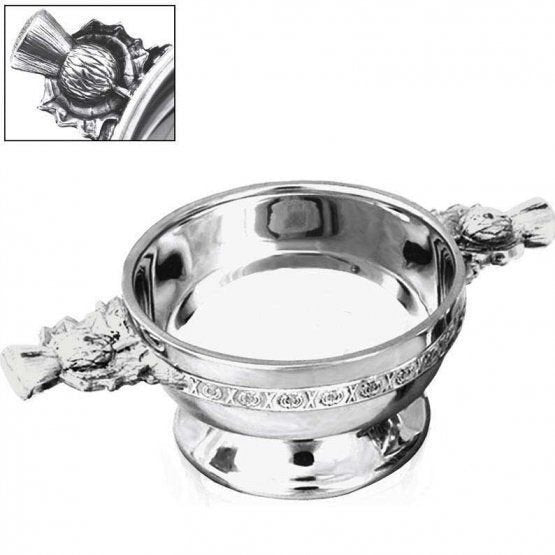 5" Thistle Handle Pewter Quaich - Quaich Glasgow