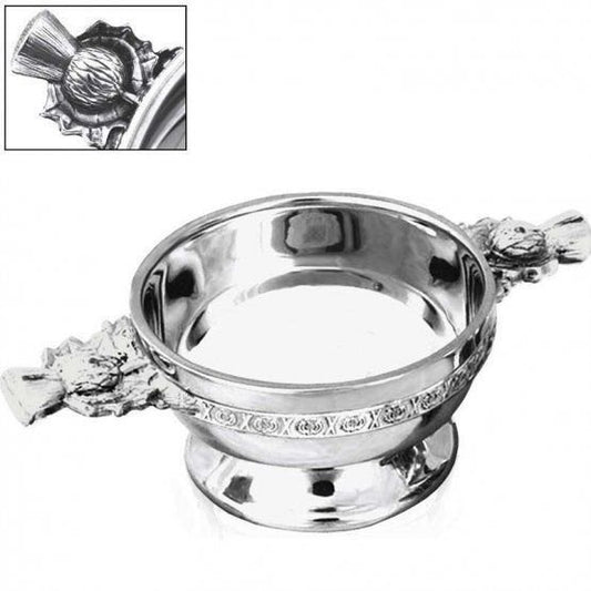 5" Thistle Handle Pewter Quaich - Quaich Glasgow