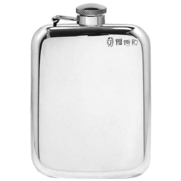 6oz Captive Top Pewter Hip Flask - Cutting Edge Engravers