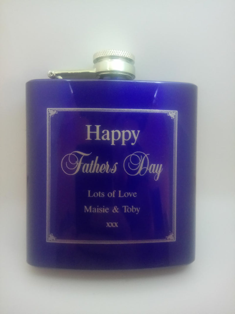 Personalised blue hip flask - Father's Day