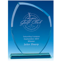 Swerve Jade presentation Glass award with engraved text