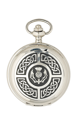 Chrome Thistle & Celtic Knotwork Pocket Watch - Cutting Edge Engravers