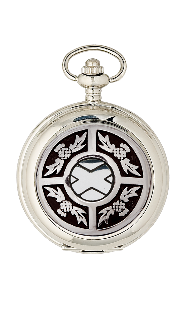 Saltire Chrome Pocket Watch - Cutting Edge Engravers