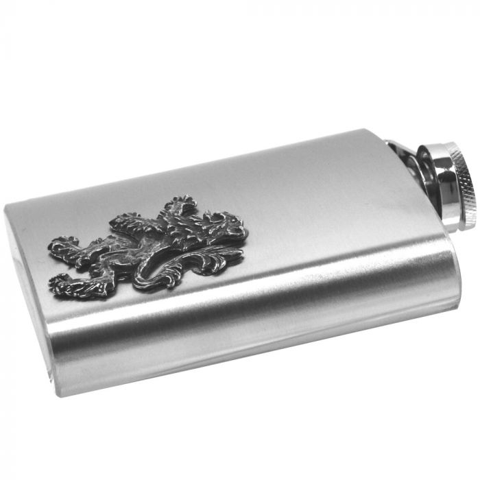 Rampant Lion Hip Flask - side view