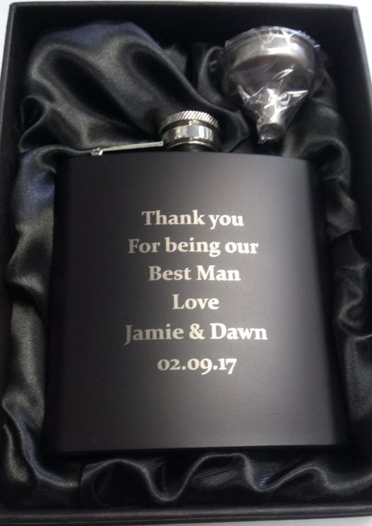 engraved hip flask