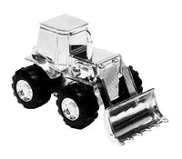 Silver plated digger money box on white background