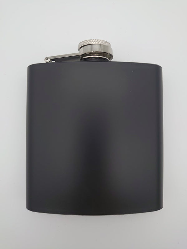 6oz Matt Black Hip Flask - Cutting Edge Engravers