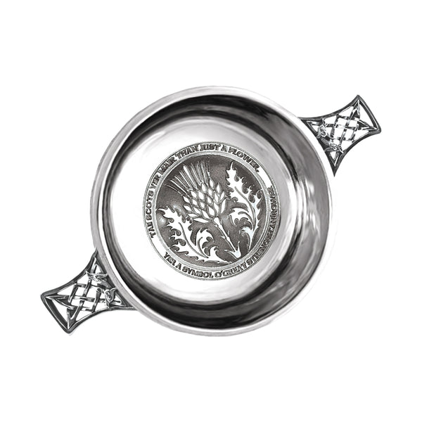 3.5" Tae A Thistle Pewter Quaich - Cutting Edge Engravers