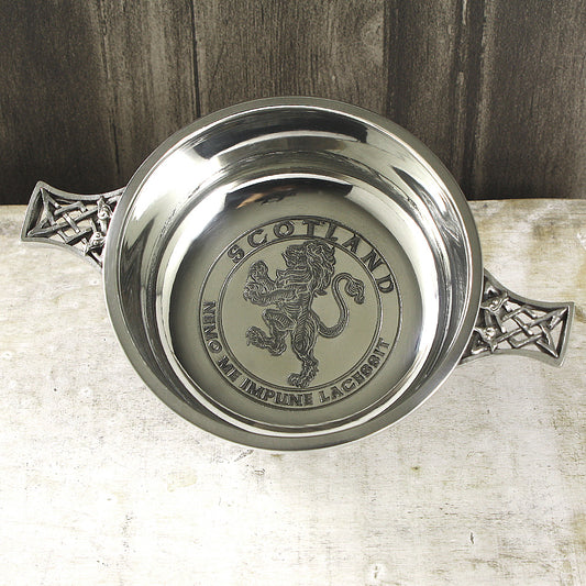 3.5" Lion Rampant Pewter Quaich - Cutting Edge Engravers