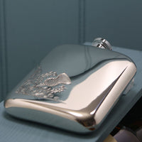 6oz Thistle Swirl Pewter Hip Flask - Cutting Edge Engravers